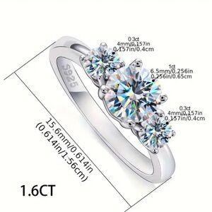 Stunning 1.6ct Moissanite Ring in 925 Sterling Silver